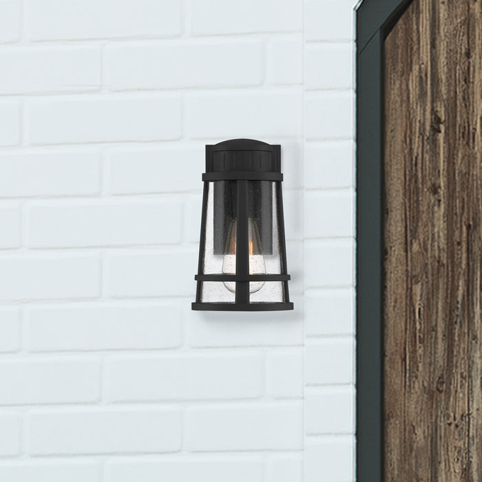 Quoizel Dunham 1 Light Outdoor Wall Lantern, Earth Black/Seeded