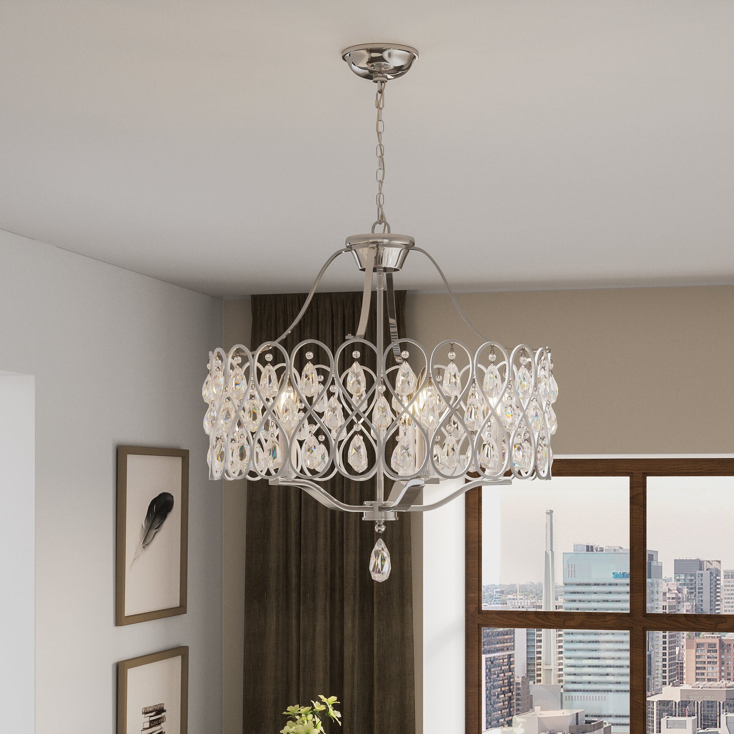 Quoizel Lulu 5 Light Chandelier, Polished Chrome