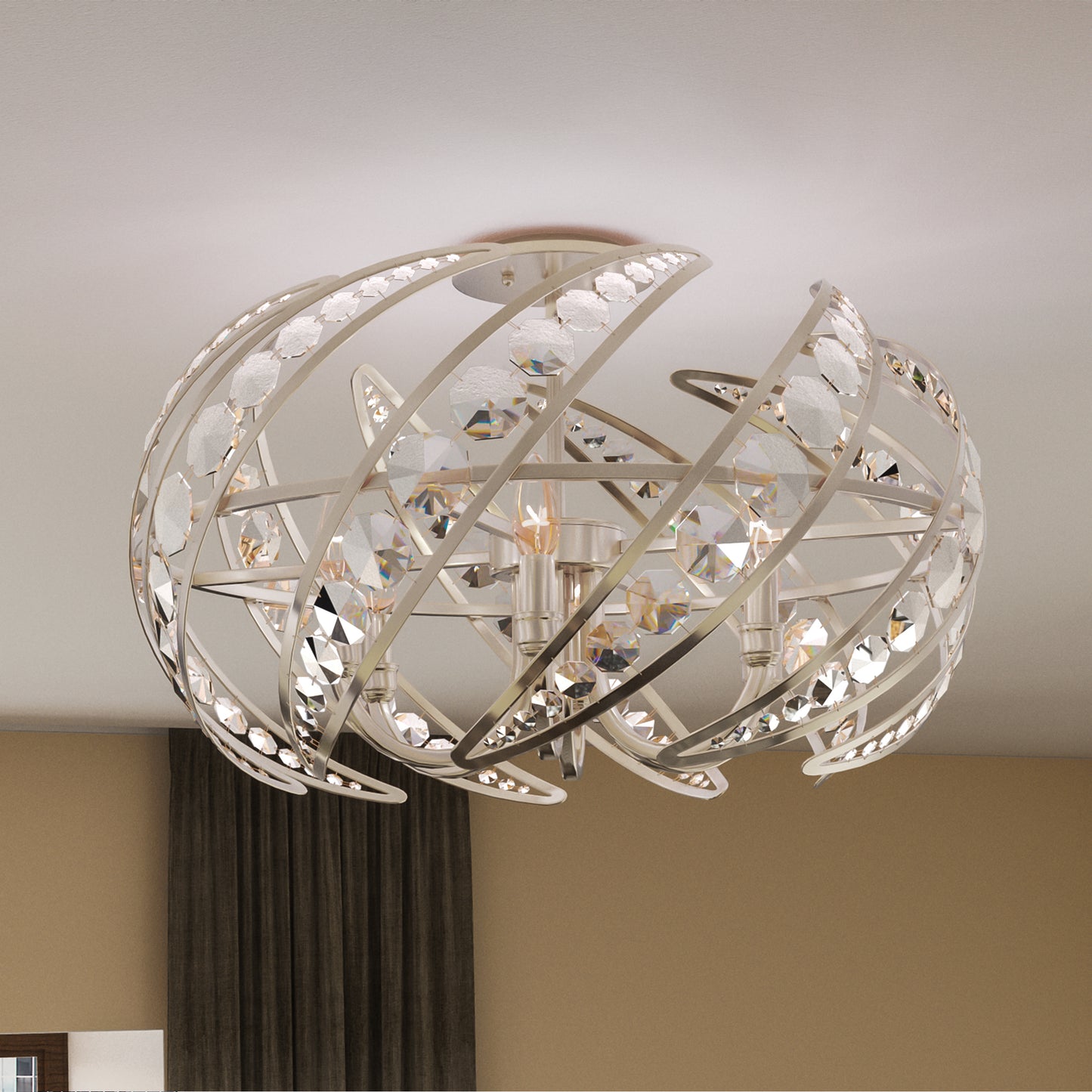 Quoizel Crescent Semi-Flush Mount, Polished Nickel