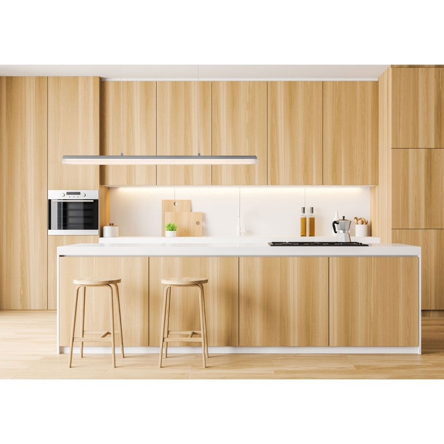 Abra Lighting Eros 2 Light Curved Acrylic Twin Bar Pendant, Silver