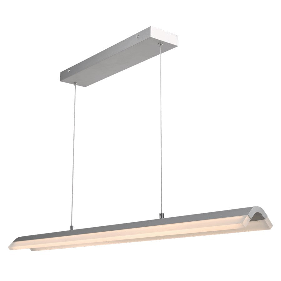 Abra Lighting Eros 2 Light Curved Acrylic Twin Bar Pendant, Silver