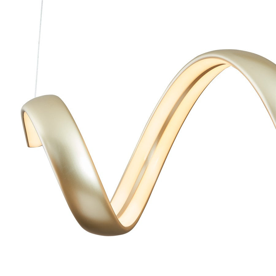 Abra Lighting Sling 2 Light Linear Spring Pendant, Silver