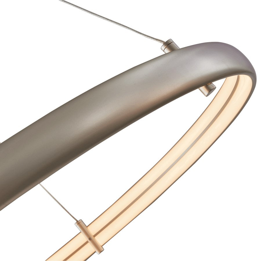 Abra Lighting Sling 1 Light Large Dual LED Ring Pendant, Silver