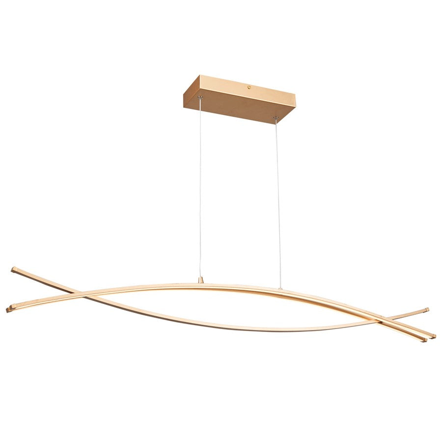 Abra Lighting Wishbone 3 Light Crossed Frame Pendant, Gold