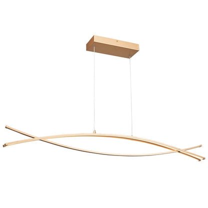 Abra Lighting Wishbone 3 Light Crossed Frame Pendant, Gold