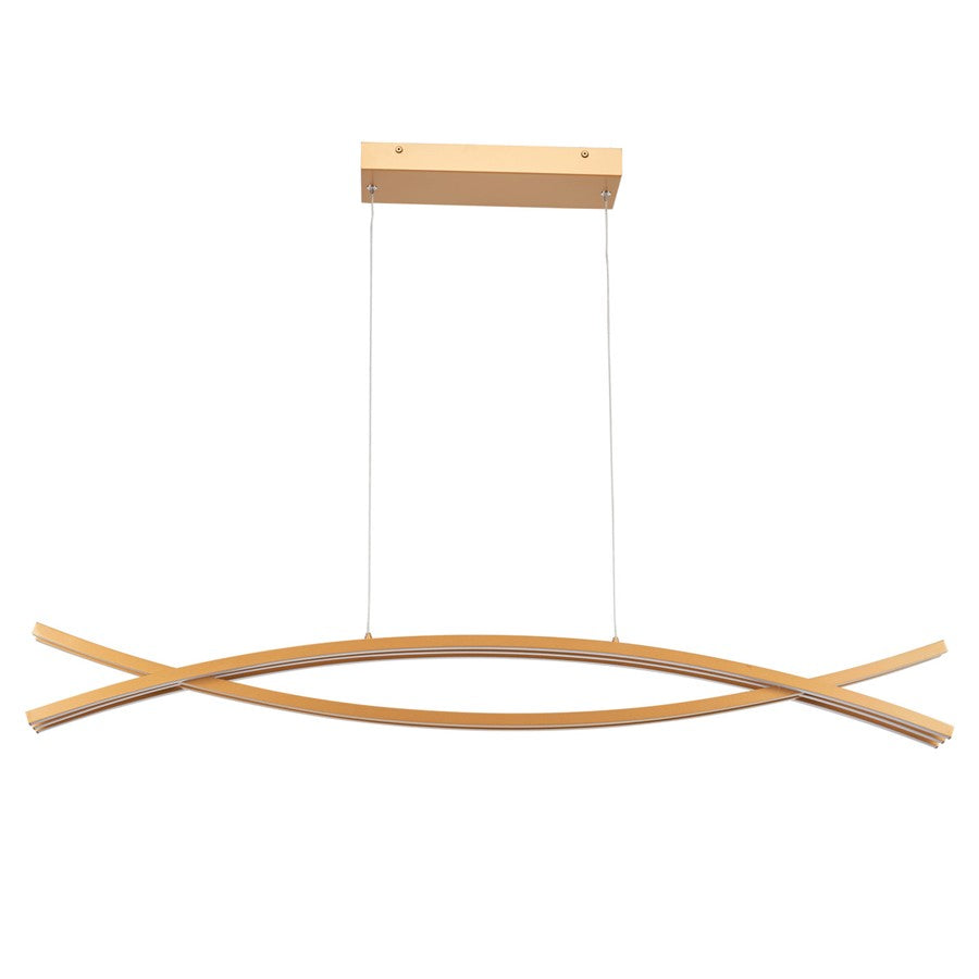 Abra Lighting Wishbone 5 Light Crossed Frame Pendant, Gold