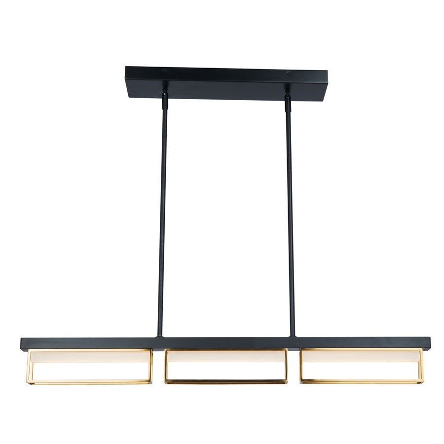 Abra Lighting Pane 3Lt Framed Pendant/Frost, Black/Bronze - 10018PN-MB-BRZ-PANE