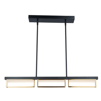Abra Lighting Pane 3Lt Framed Pendant/Frost, Black/Bronze - 10018PN-MB-BRZ-PANE