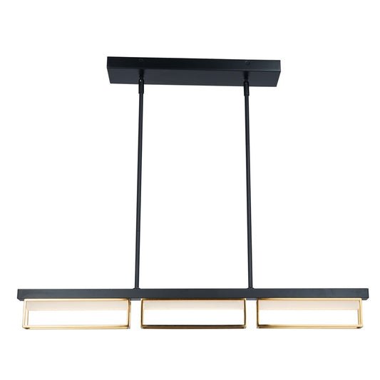 Abra Lighting Pane 3Lt Framed Pendant/Frost, Black/Bronze - 10018PN-MB-BRZ-PANE