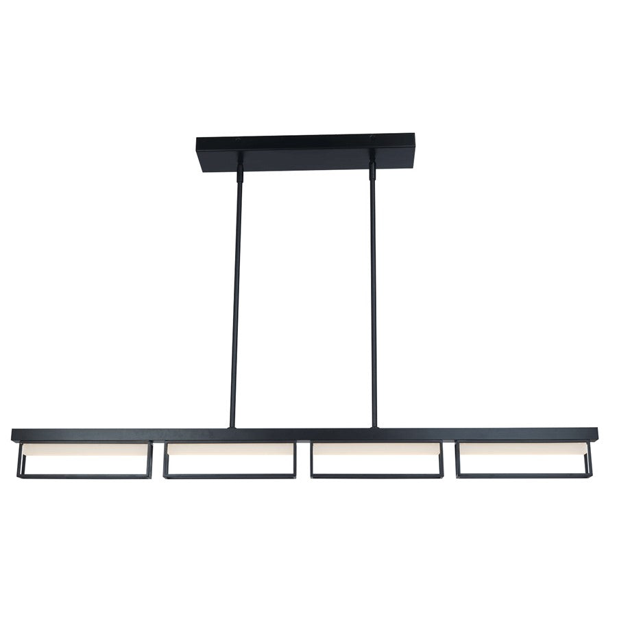 Abra Lighting Pane 4Lt Framed Pendant/Frosted Diffuser, Black - 10019PN-MB-PANE