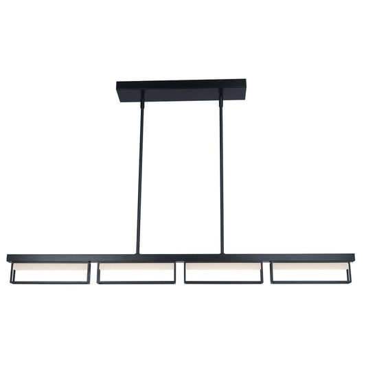 Abra Lighting Pane 4Lt Framed Pendant/Frosted Diffuser, Black - 10019PN-MB-PANE