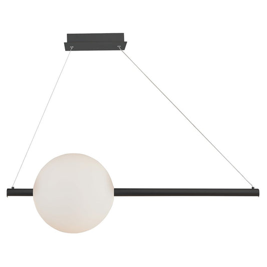 Abra Lighting ORB 1Lt Linear Bar Pendant/Opal Glass Orb, Black - 10023PN-BL-ORB