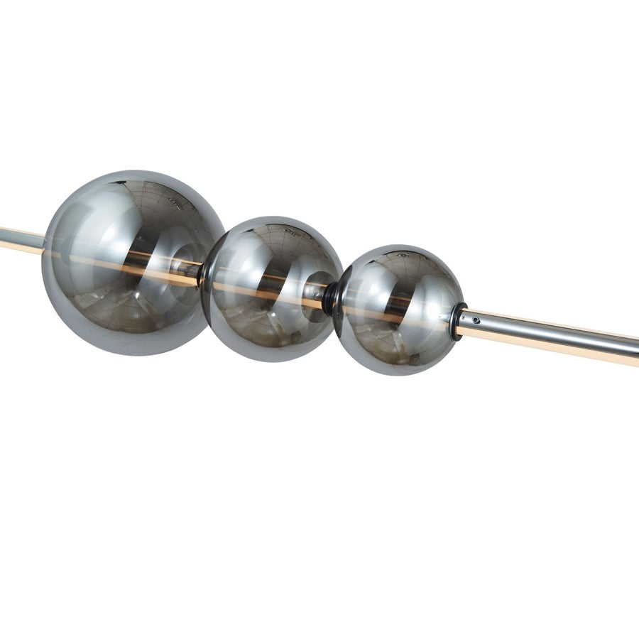Abra Lighting ORB 1 Light Linear Bar Pendant/3 Orb, Chrome/Smoke