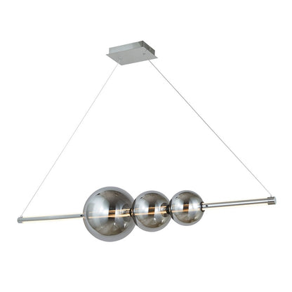 Abra Lighting ORB 1 Light Linear Bar Pendant/3 Orb, Chrome/Smoke
