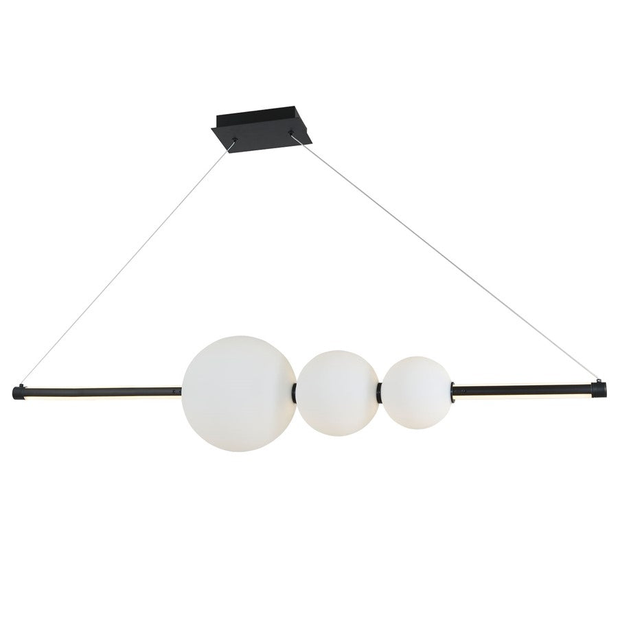 Abra Lighting ORB 1Lt Linear Bar Pendant/3 Orbs, Black/Opal - 10026PN-MBOPL-ORB