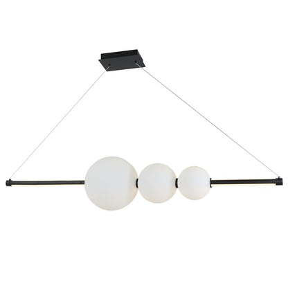 Abra Lighting ORB 1Lt Linear Bar Pendant/3 Orbs, Black/Opal - 10026PN-MBOPL-ORB