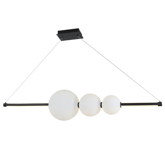 Abra Lighting ORB 1Lt Linear Bar Pendant/3 Orbs, Black/Opal - 10026PN-MBOPL-ORB