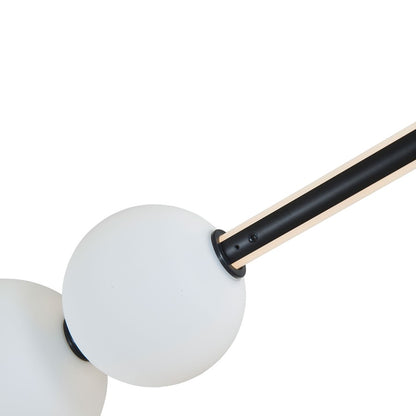 Abra Lighting ORB 1 Light Linear Bar Pendant/3 Orbs, Black/Opal