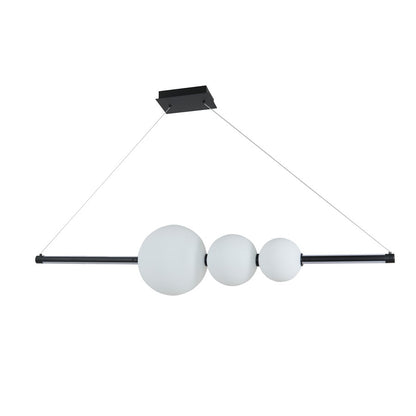 Abra Lighting ORB 1 Light Linear Bar Pendant/3 Orbs, Black/Opal