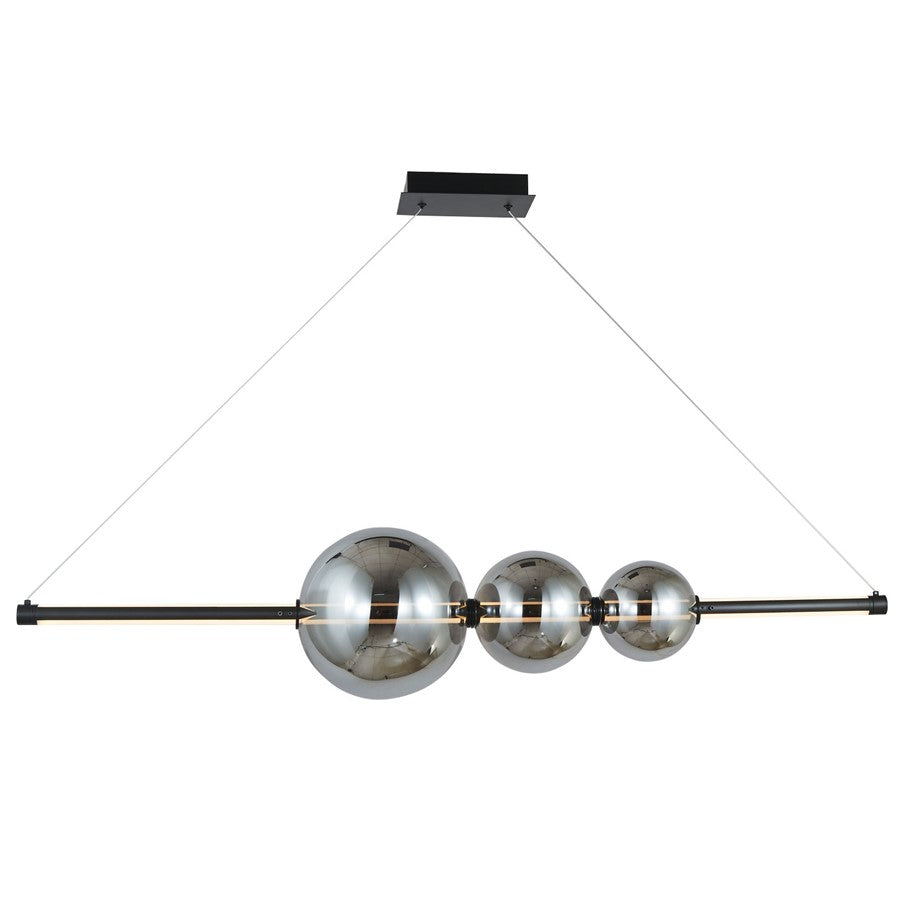 Abra Lighting ORB 1Lt Linear Bar Pendant/3 Orbs, BK/Smoke - 10026PN-MBSMK-ORB