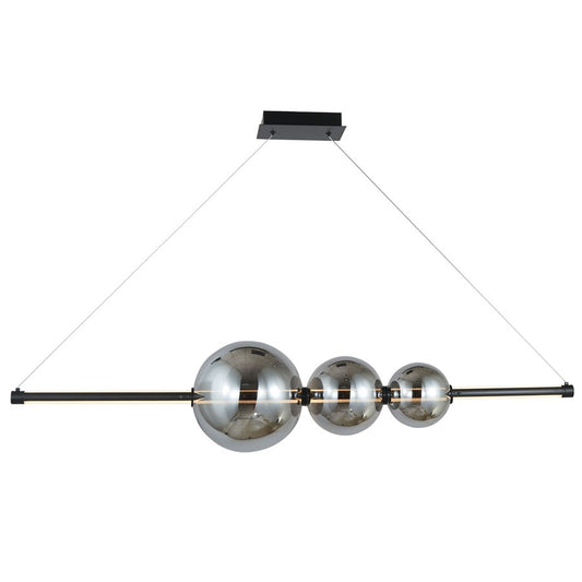 Abra Lighting ORB 1Lt Linear Bar Pendant/3 Orbs, BK/Smoke - 10026PN-MBSMK-ORB