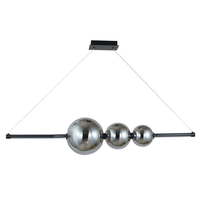 Abra Lighting ORB 1 Light Linear Bar Pendant/3 Orbs, BK/Smoke