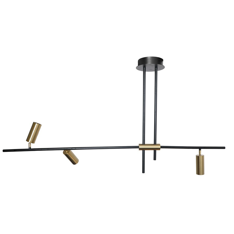 Abra Lighting Spartan 3Lt Cylinder Pendant, Black/Gold - 10050PN-MB-GLD-SPARTAN