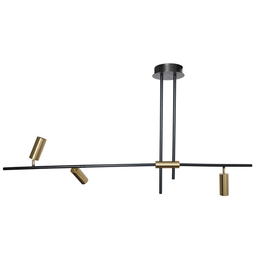 Abra Lighting Spartan 3Lt Cylinder Pendant, Black/Gold - 10050PN-MB-GLD-SPARTAN
