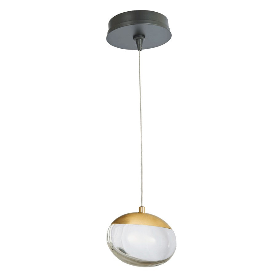 Abra Lighting Athena 1 Light Teardrop Pendant, Black/Brass