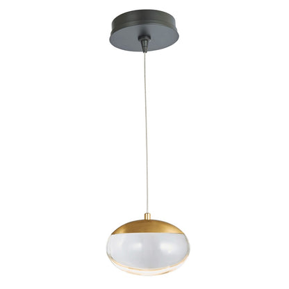Abra Lighting Athena 1 Light Teardrop Pendant, Black/Brass
