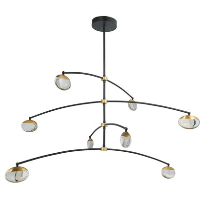Abra Lighting Athena 8Lt Teardrop Cylinder Pendant, BK/BS - 10068PN-MB-BB-ATHENA