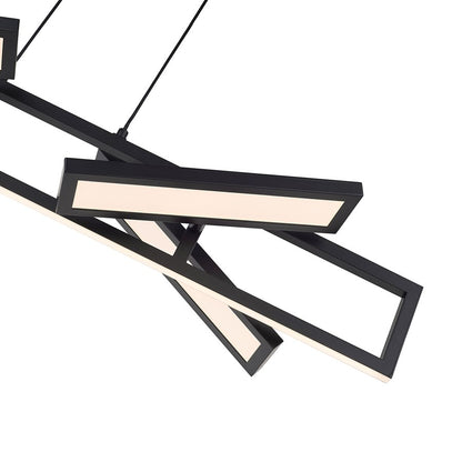 Abra Lighting Helix 4 Light Rectangular Pendant/4 Diffusers, BK