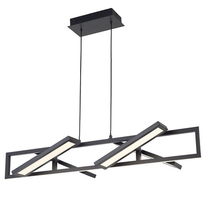 Abra Lighting Helix 4 Light Rectangular Pendant/4 Diffusers, BK