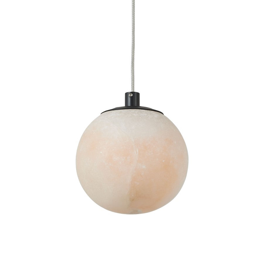 Abra Lighting Stone 1 Light Orb 4" Pendant, Black/Alabaster