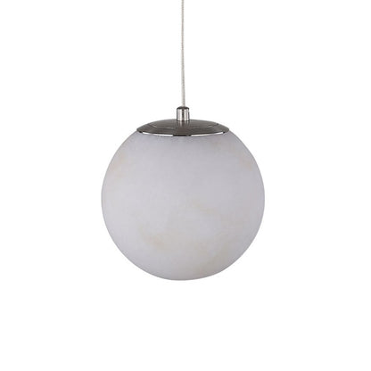 Abra Lighting Stone 1 Light Orb 6" Pendant, Nickel/Alabaster