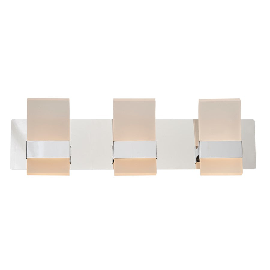 Abra Lighting Fang 6 Light 3 Light Curved Frosted Vanity, Chrome
