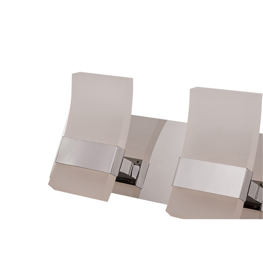 Abra Lighting Fang 6 Light 3 Light Curved Frosted Vanity, Chrome