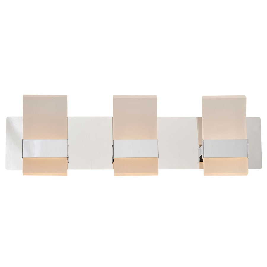 Abra Lighting Fang 6 Light 3 Light Curved Frosted Vanity, Chrome
