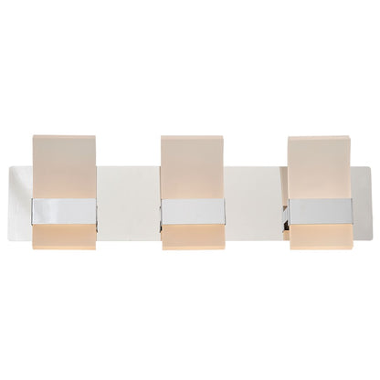 Abra Lighting Fang 6 Light 3 Light Curved Frosted Vanity, Chrome