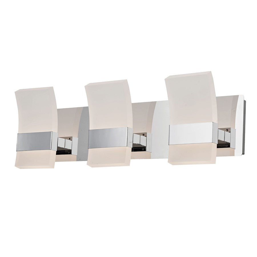 Abra Lighting Fang 6 Light 3 Light Curved Frosted Vanity, Chrome