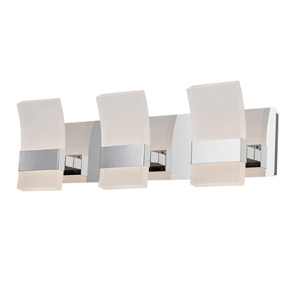Abra Lighting Fang 6 Light 3 Light Curved Frosted Vanity, Chrome