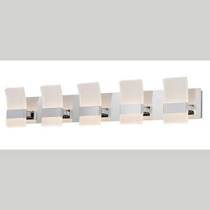 Abra Lighting Fang 14 Light Curved Frosted Vanity, Chrome