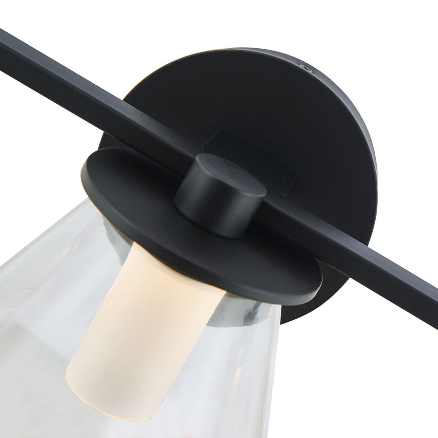 Abra Lighting Cone 3 Light Clear Cones/Opal Diffuser, Black