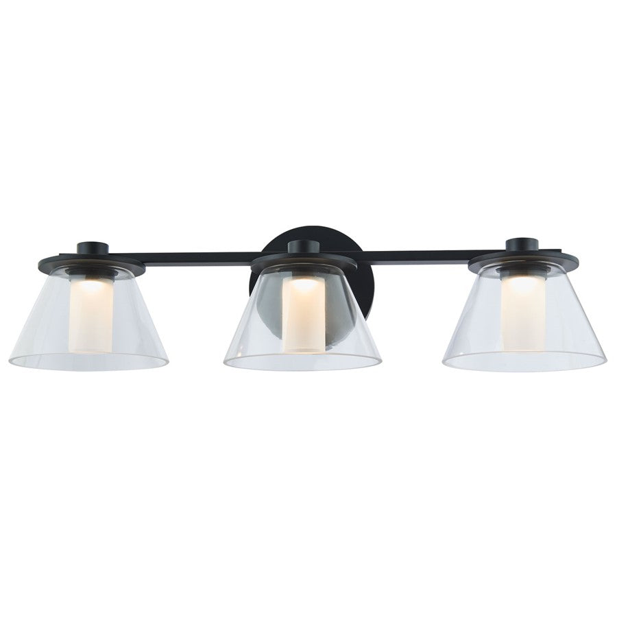 Abra Lighting Cone 3 Light Clear Cones/Opal Diffuser, Black