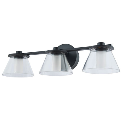 Abra Lighting Cone 3 Light Clear Cones/Opal Diffuser, Black