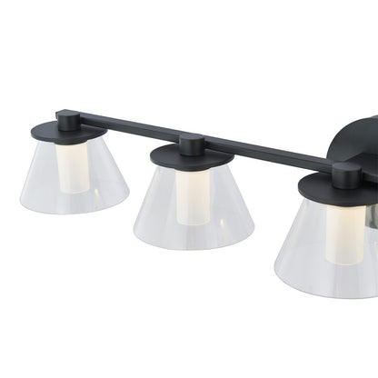 Abra Lighting Cone 3 Light Clear Cones/Opal Diffuser, Black