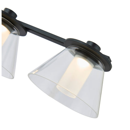 Abra Lighting Cone 3 Light Clear Cones/Opal Diffuser, Black