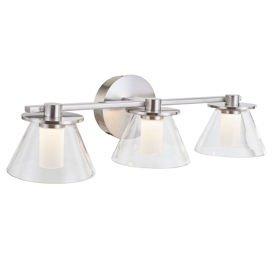 Abra Lighting Cone 3Lt 3Lt Clear Cones/Opal Diffuser, Nickel - 20127WV-BN-CONE