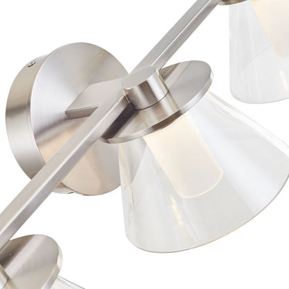 Abra Lighting Cone 3 Light Clear Cones/Opal Diffuser, Nickel