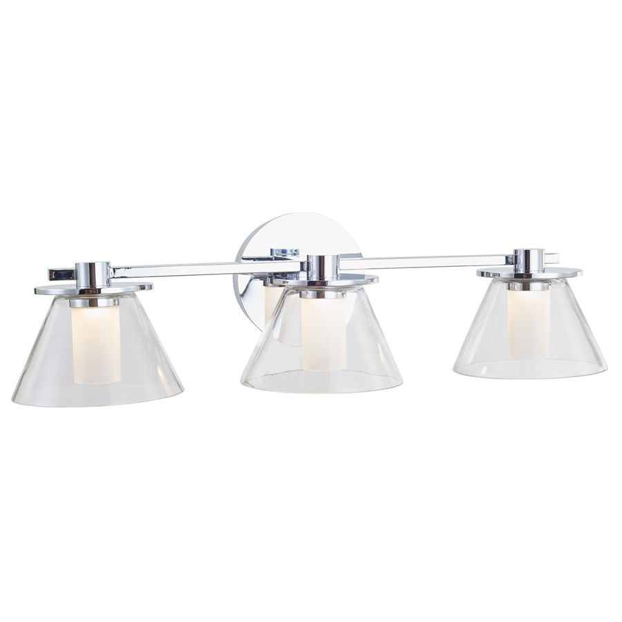 Abra Lighting Cone 3Lt 3Lt Clear Cones/Opal Diffuser, Chrome - 20127WV-CH-CONE